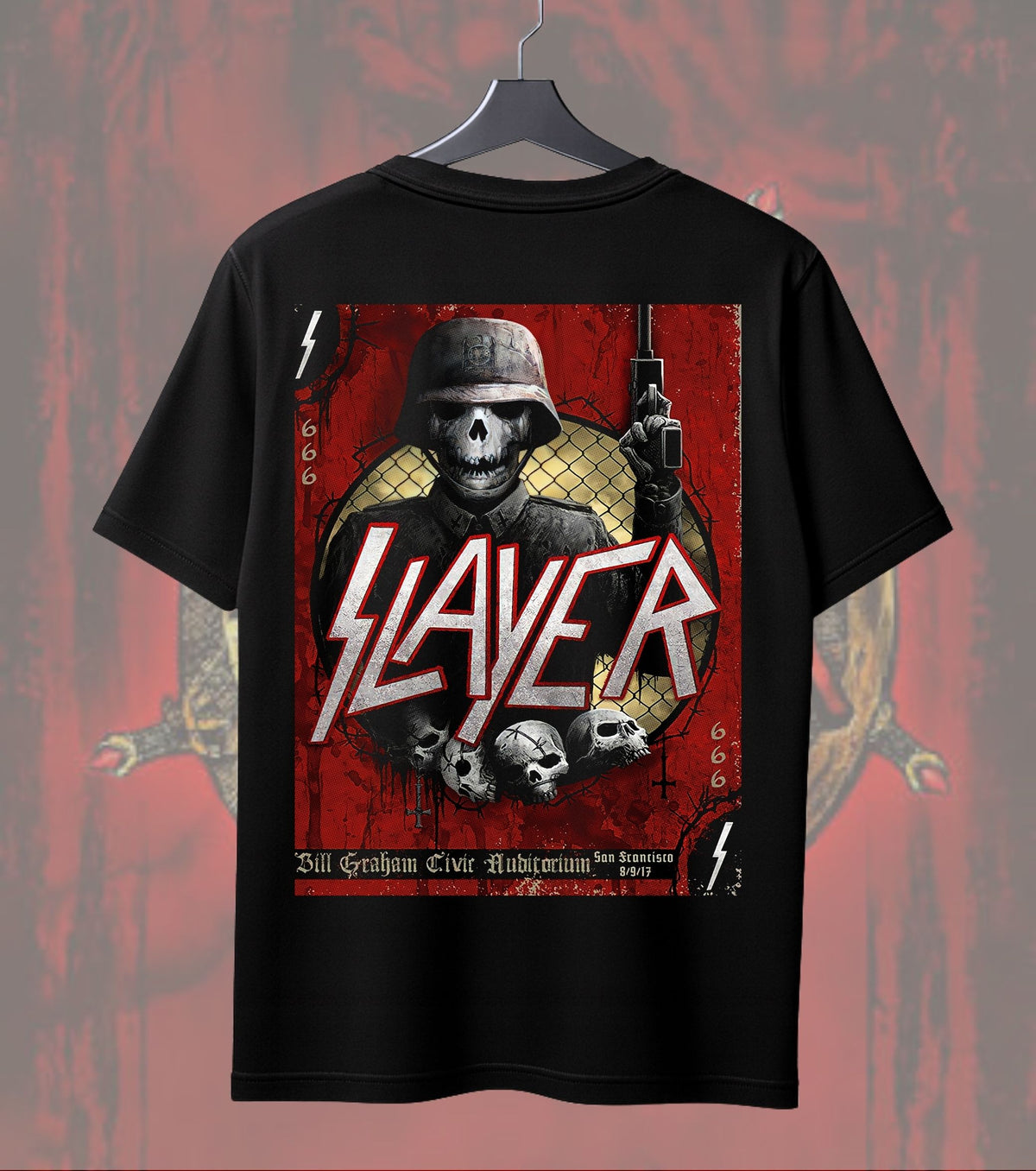 Slayer 666 Skull Soldier T-Shirt | Vintage Heavy Metal Music Tee | Regular Dual Print