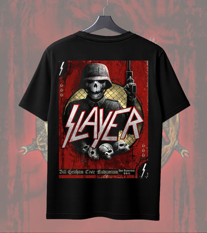 Slayer 666 Skull Soldier T-Shirt | Vintage Heavy Metal Music Tee | Regular Dual Print