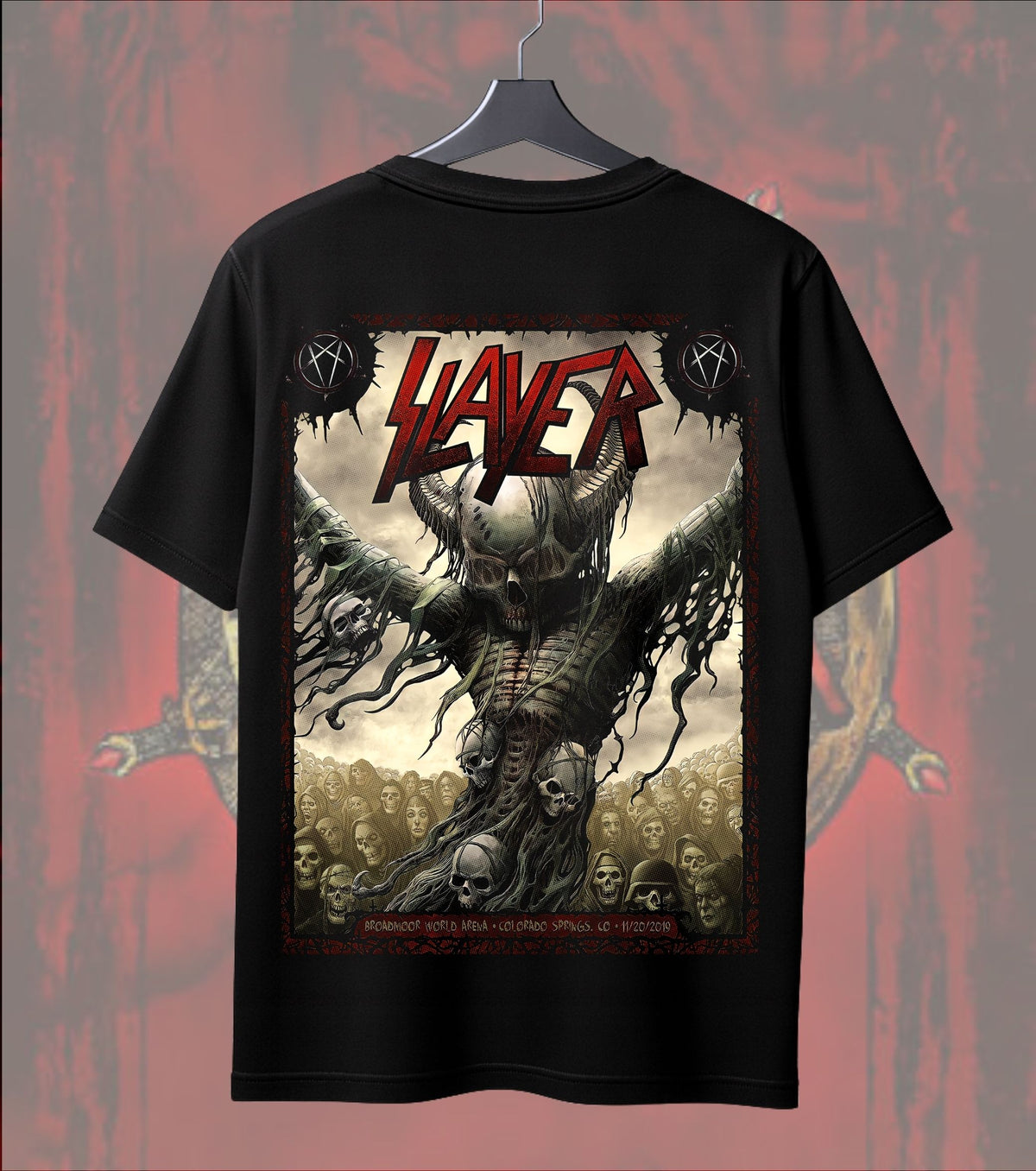 Slayer Skull Demon Graphic Tee | Heavy Metal Music Regular T-Shirt | Front & Dual Print