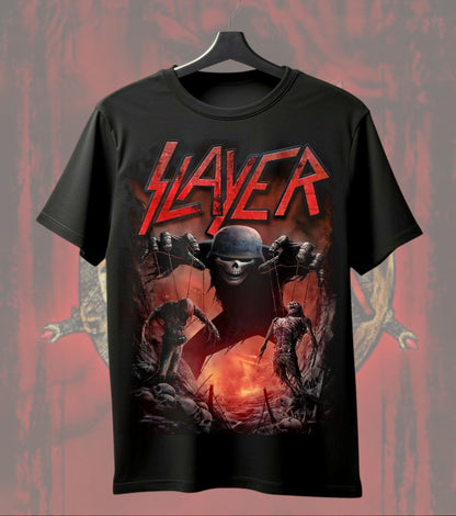 Slayer Puppet Master Skull T-Shirt | Heavy Metal Music Graphic | Regular Dual Print