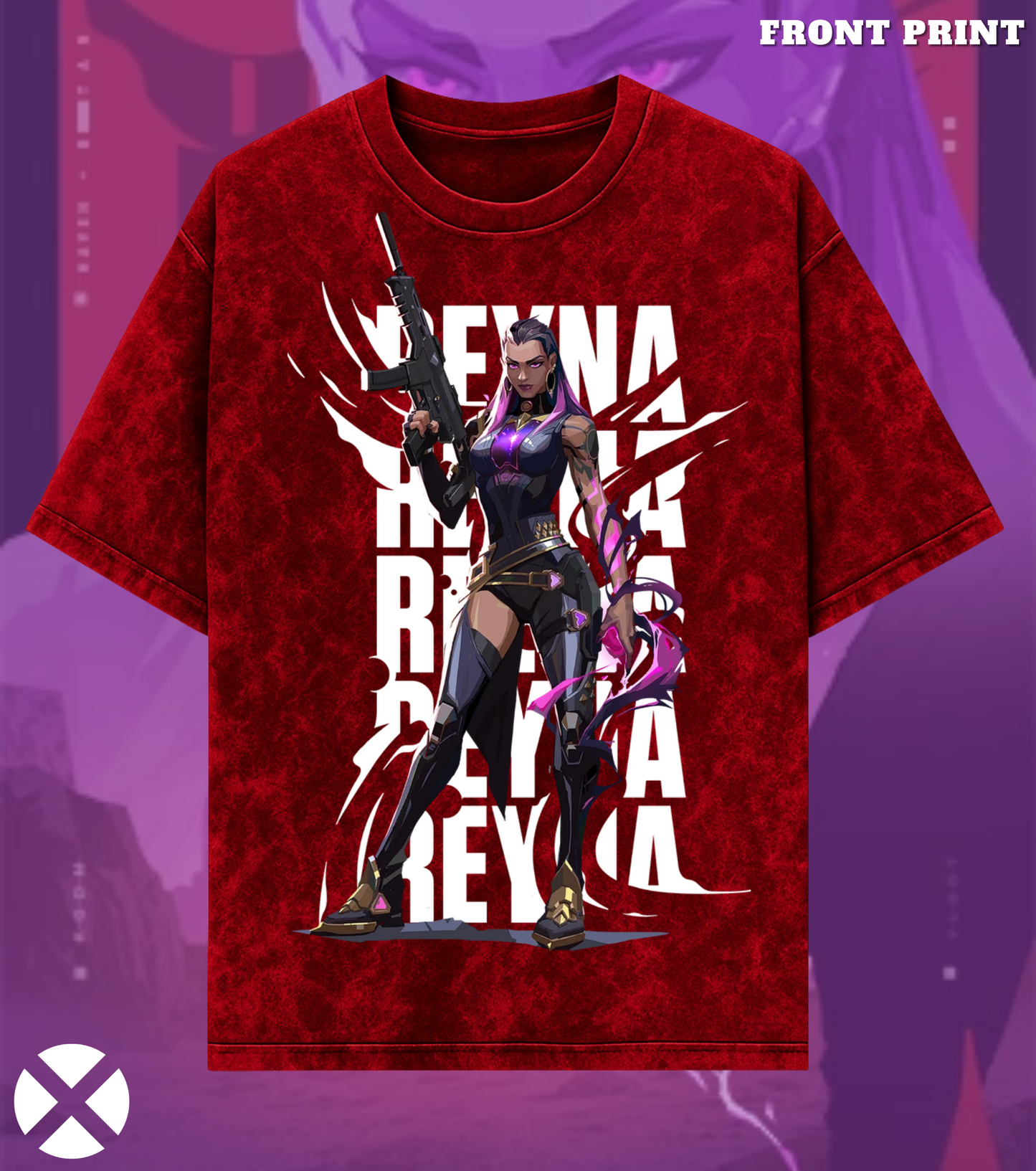 Reyna | Valorant – Empress of Shadows 240 GSM Oversized Acid Wash Tee