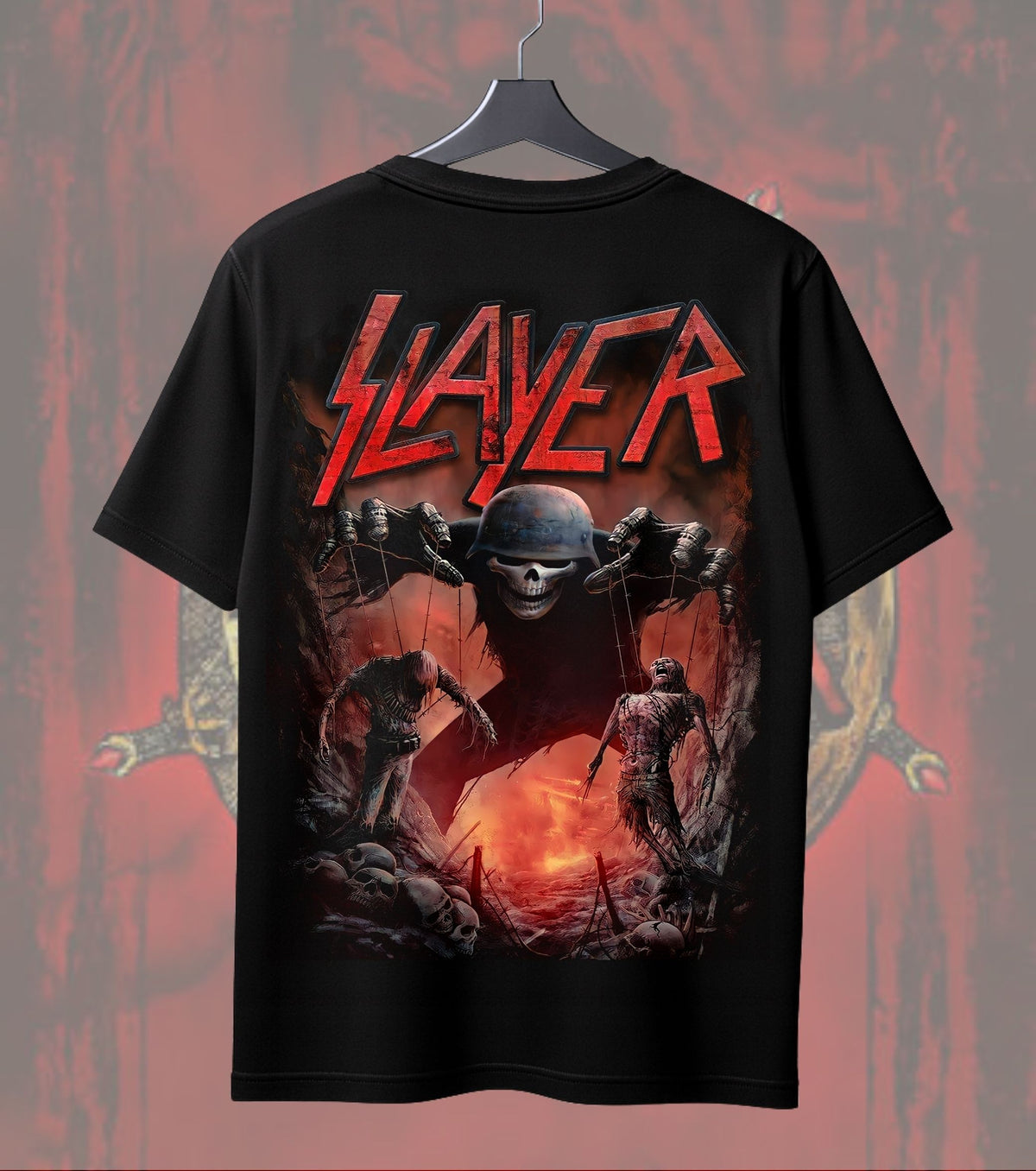 Slayer Puppet Master Skull T-Shirt | Heavy Metal Music Graphic | Regular Dual Print