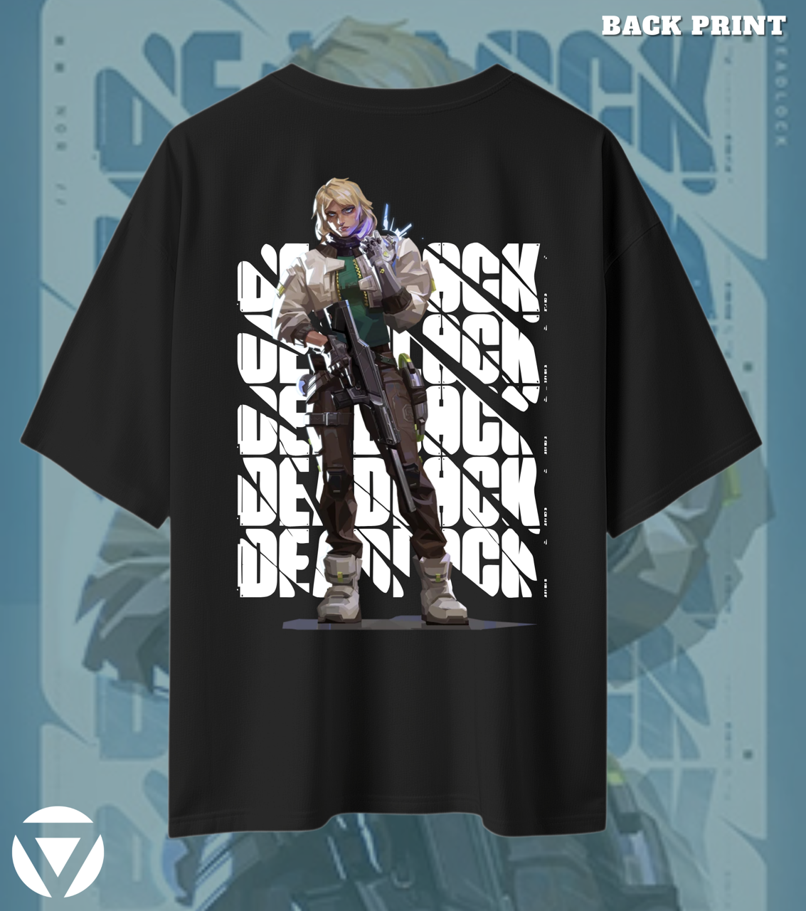 Deadlock Valorant Oversized Tee – Iron Grip Edition (240 GSM)