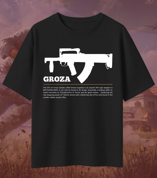 BGMI Groza Oversized T-Shirt | 240 GSM Heavyweight Drop Weapon Tee