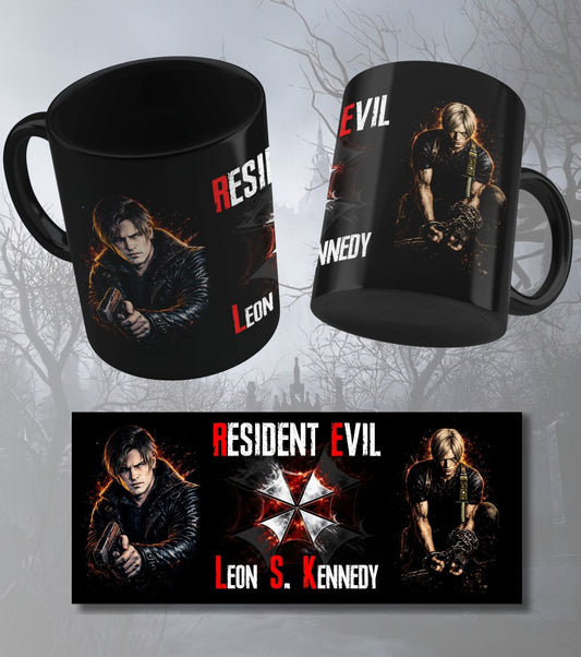 Resident Evil Leon Kennedy vs Leon S. Kennedy Mug – Black Gaming Coffee Cup