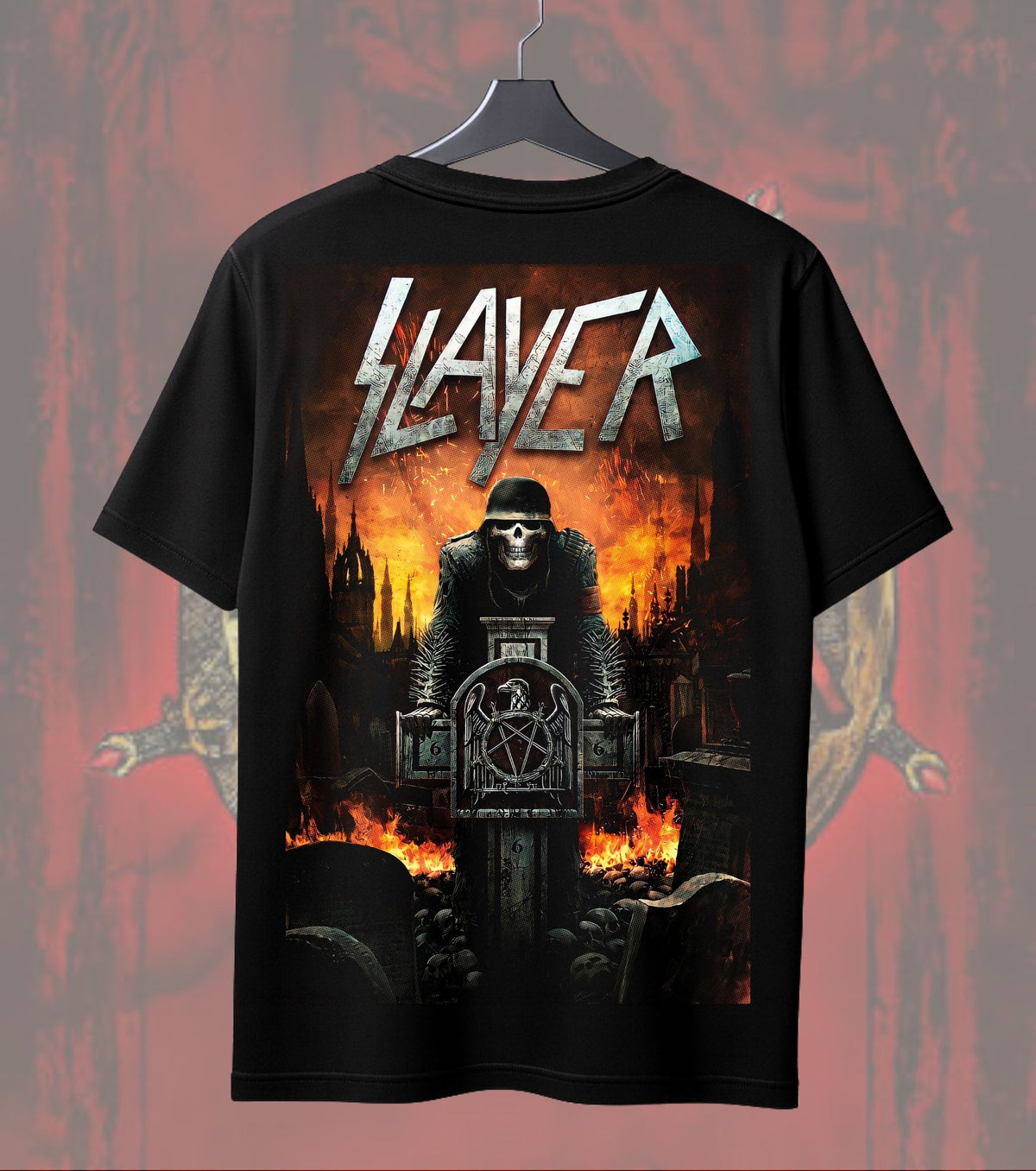 Slayer Hellfire Reaper T-Shirt | Heavy Metal Music Graphic Tee | Regular T-Shirt Dual Print