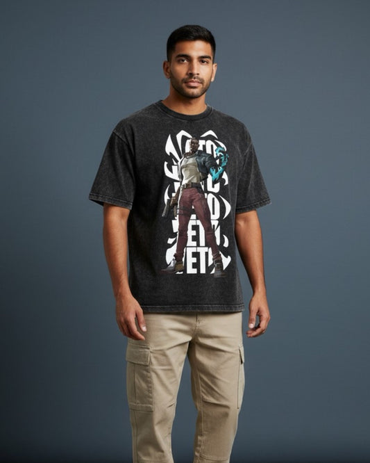 VETO | Valorant – Premium 240 GSM Oversized Acid Wash T-Shirt
