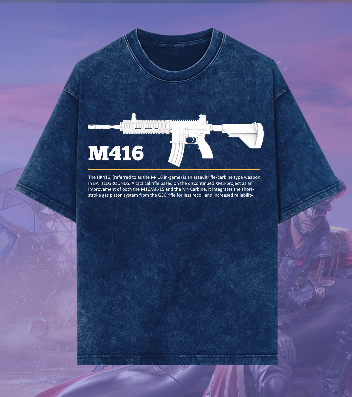 BGMI M416 Graphic Acid Wash Oversized T-Shirt | Premium 240 GSM Heavyweight Tee