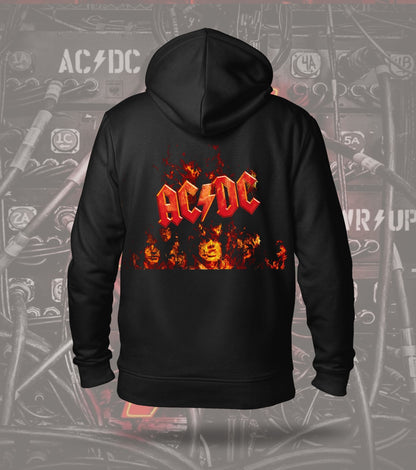 AC/DC Flame Logo Graphic Hoodie – Black