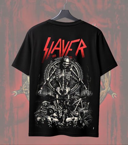 Slayer Skeleton Ritual T-Shirt | Heavy Metal Music Graphic Tee | Front & Dual Print
