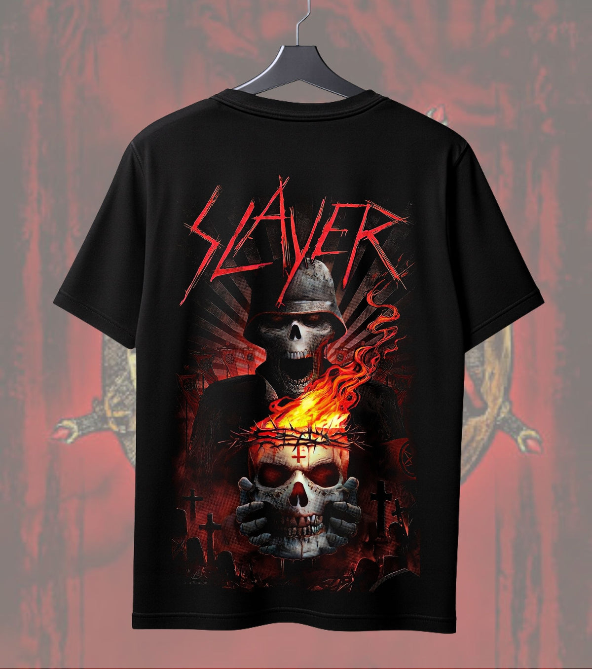 Slayer Skullfire T-Shirt | Dark Heavy Metal Music Graphic | Front & Dual Print