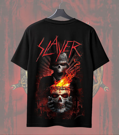Slayer Skullfire T-Shirt | Dark Heavy Metal Music Graphic | Front & Dual Print
