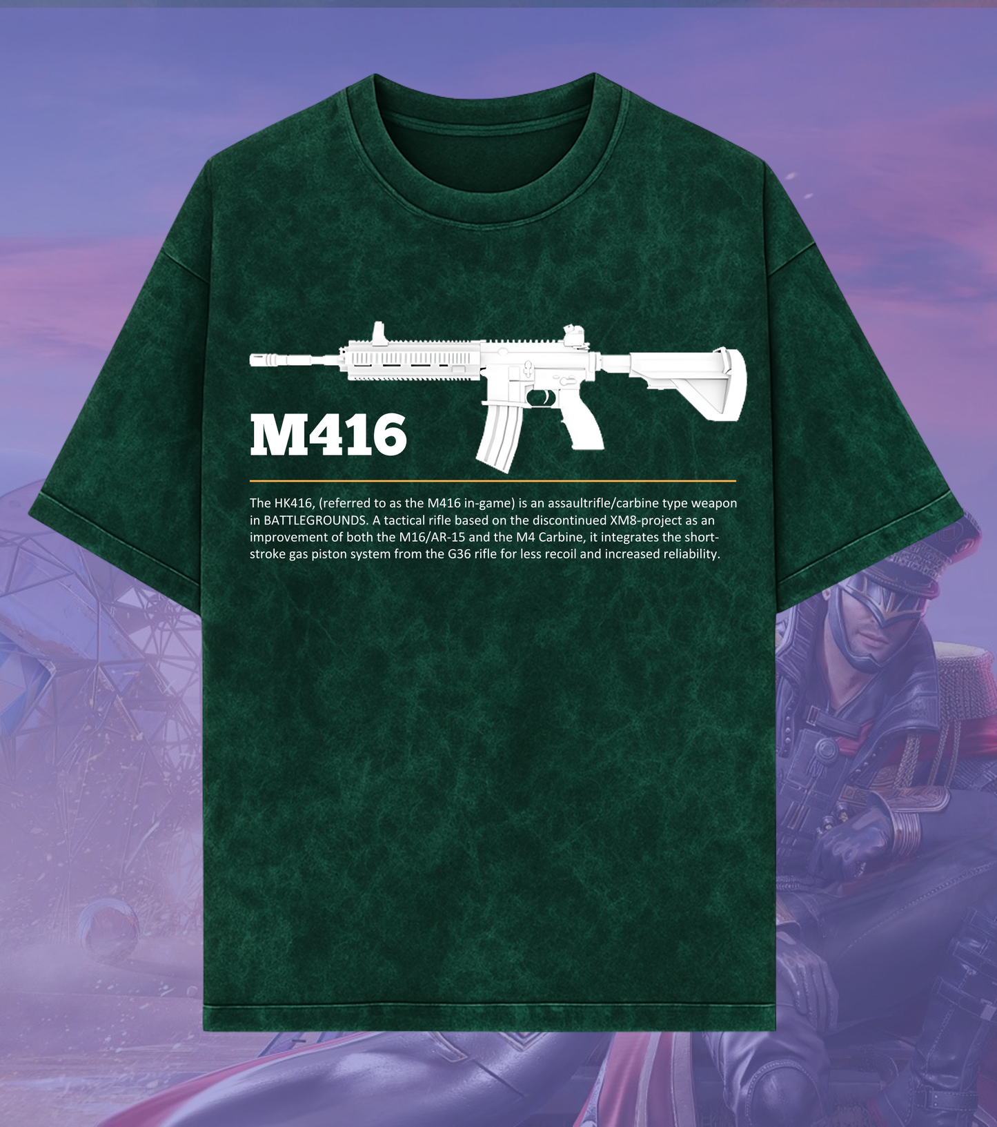 BGMI M416 Graphic Acid Wash Oversized T-Shirt | Premium 240 GSM Heavyweight Tee