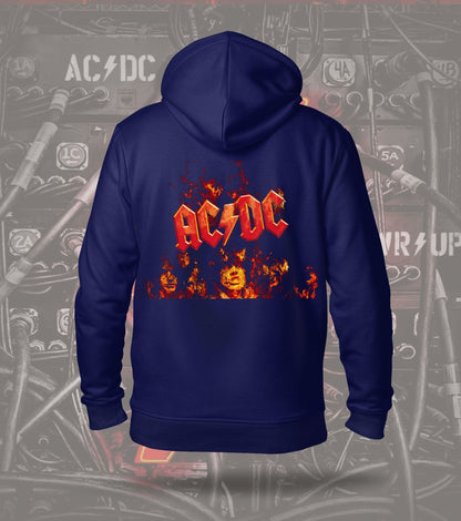 AC/DC Flame Logo Graphic Hoodie – Navy