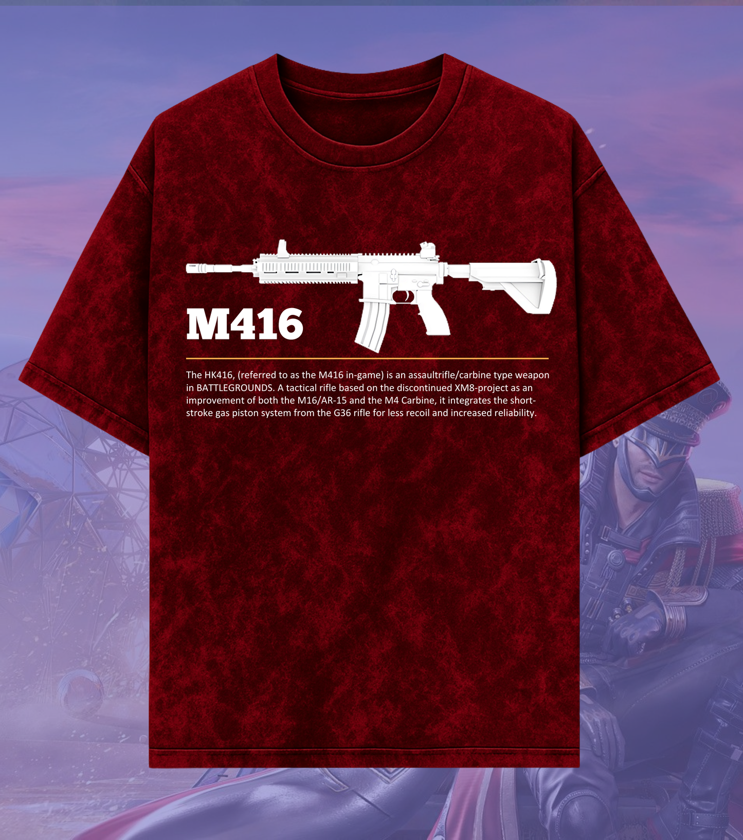 BGMI M416 Graphic Acid Wash Oversized T-Shirt | Premium 240 GSM Heavyweight Tee