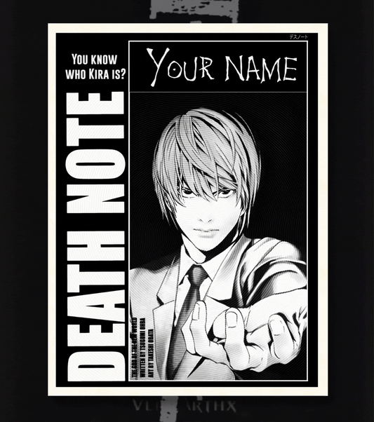 Death Note Custom Name Poster – Choose Your Character (Light / L)