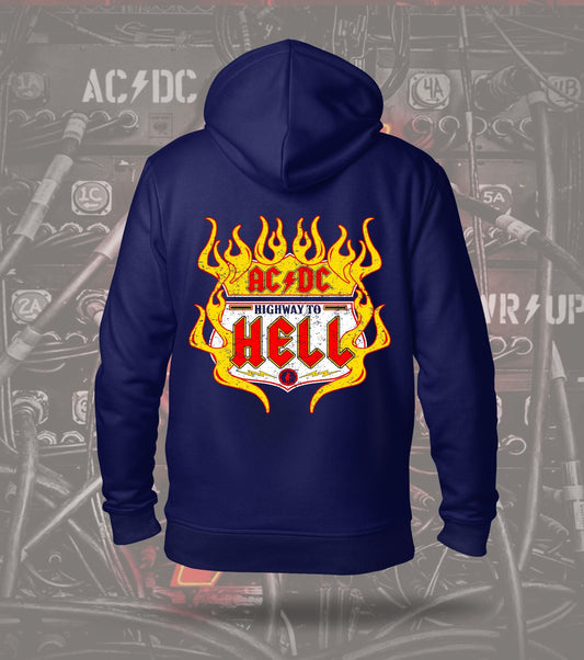 AC/DC Highway to Hell Flame Graphic Hoodie – Navy