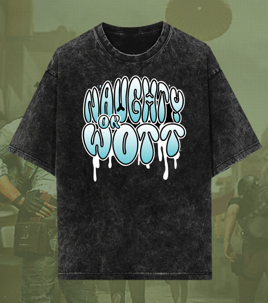 Naughty Or Wott – 240 GSM Acid Wash Oversized Streetwear Tee