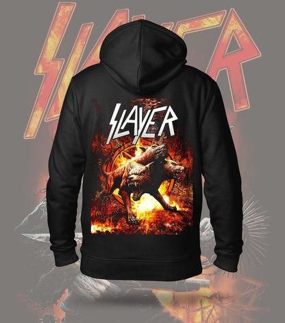 Slayer Hellhound Apocalypse Graphic Hoodie – 300 GSM Heavyweight Cotton – Black back print
