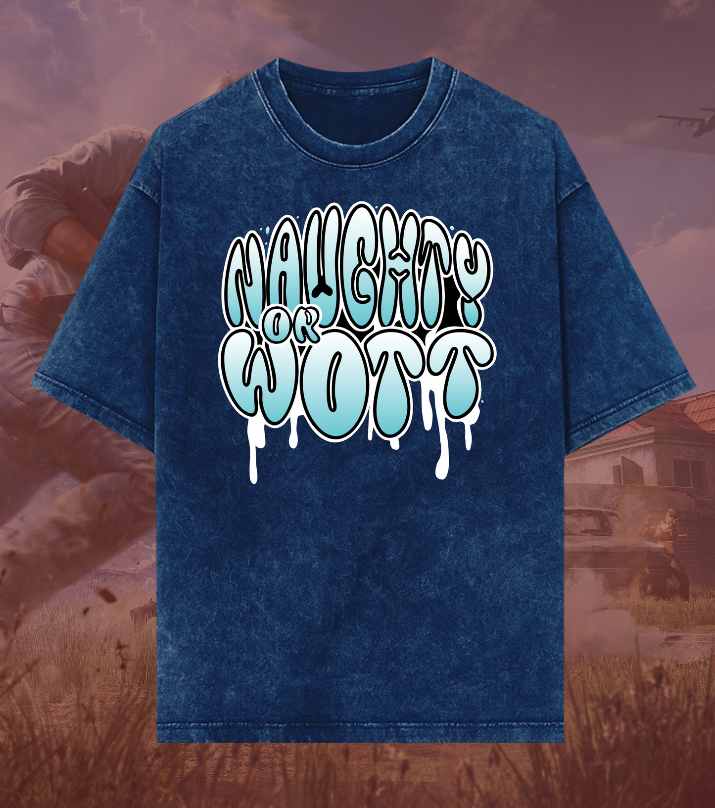 Naughty Or Wott – 240 GSM Acid Wash Oversized Streetwear Tee