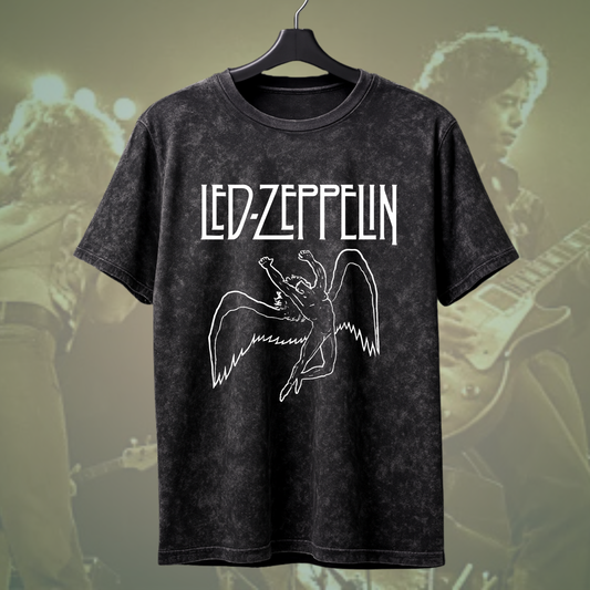 Led Zeppelin Classic Wings Acid Wash Tee
