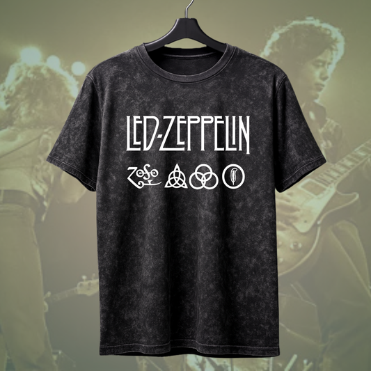 Led Zeppelin Symbols Acid Wash Tee