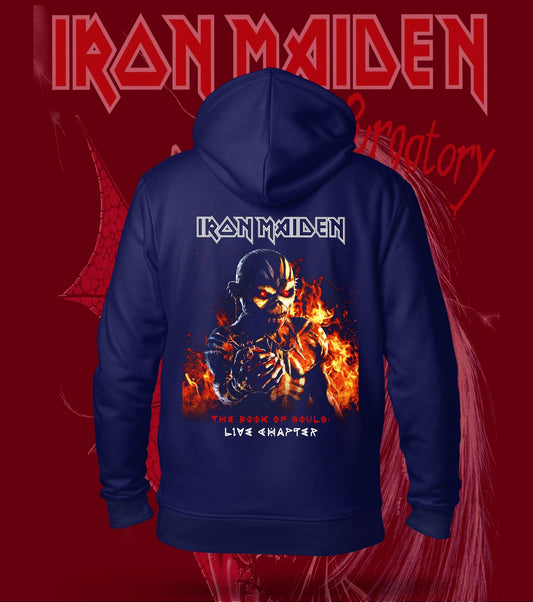 Iron Maiden The Book of Souls: Live Chapter Hoodie – 300 GSM Cotton – Navy back print