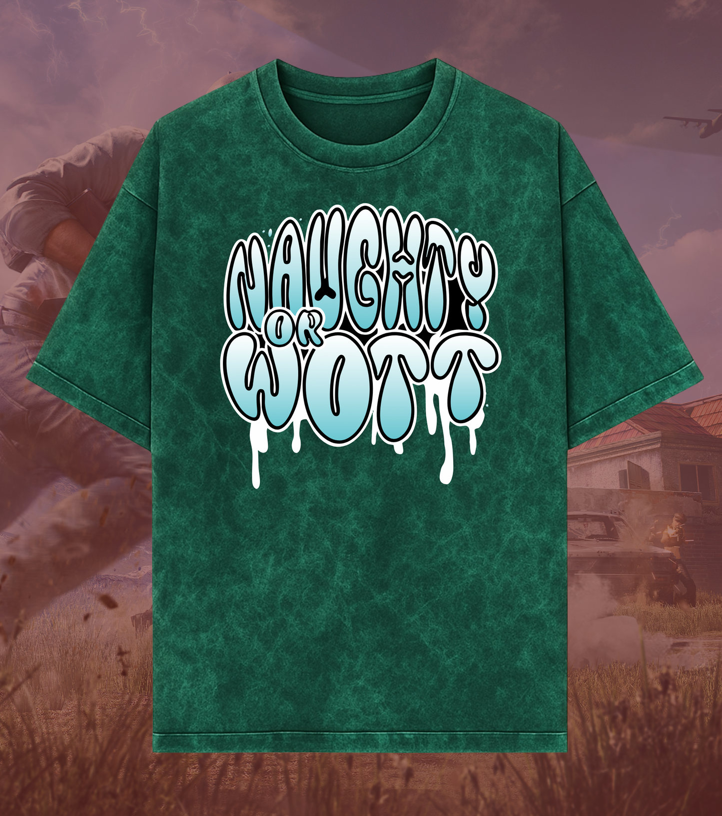Naughty Or Wott – 240 GSM Acid Wash Oversized Streetwear Tee