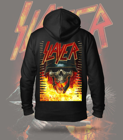 Slayer Inferno Skull Graphic Hoodie – 300 GSM Heavyweight Cotton – Black back print