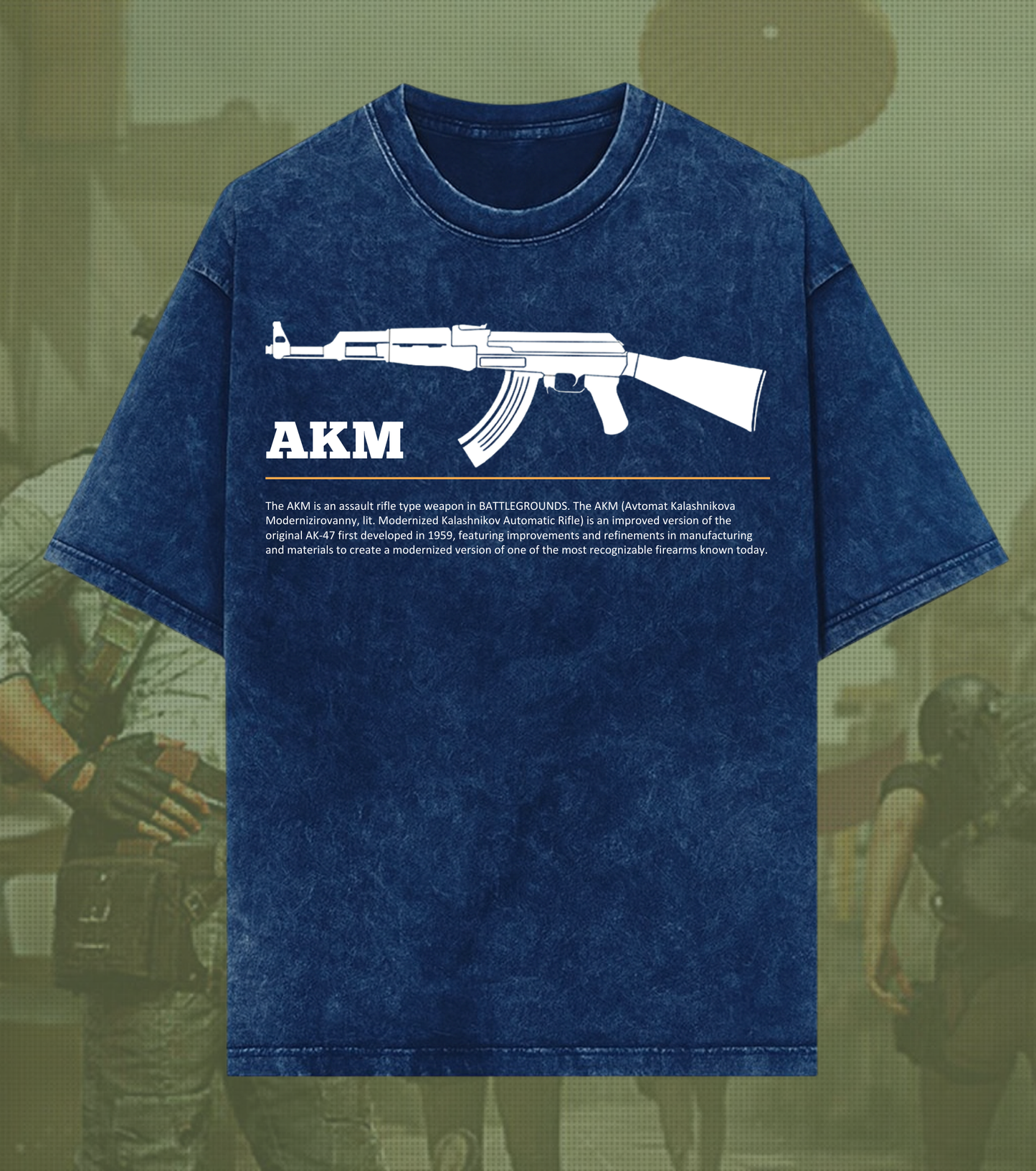 BGMI AKM Graphic Acid Wash Oversized T-Shirt | Premium 240 GSM Heavyweight Tee