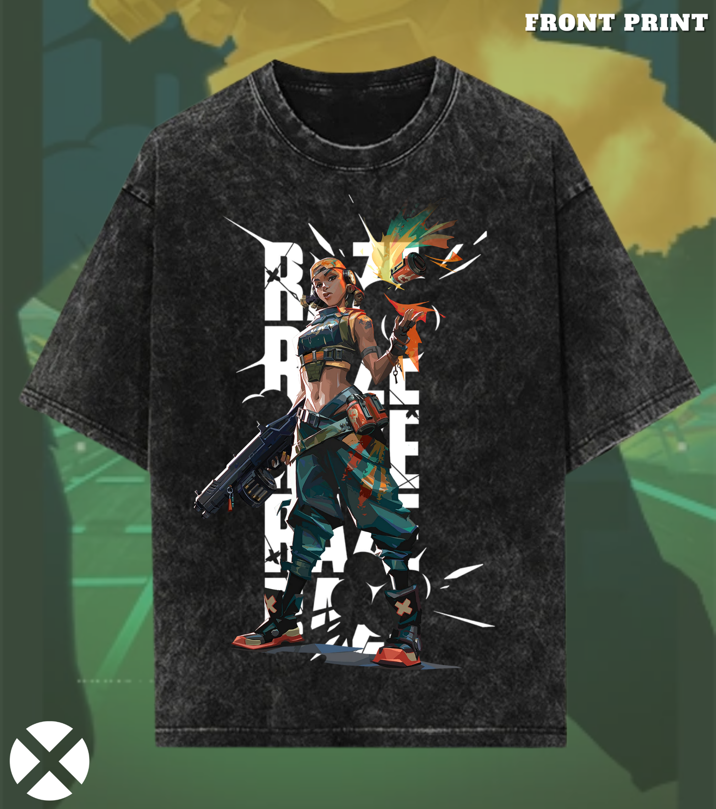 Raze | Valorant – Blast Artist 240 GSM Oversized Acid Wash Tee