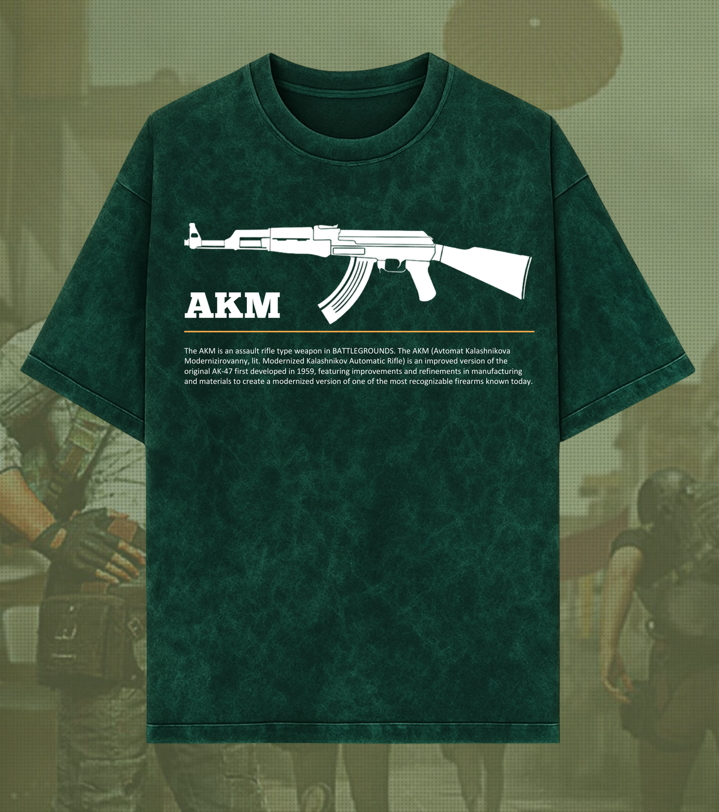 BGMI AKM Graphic Acid Wash Oversized T-Shirt | Premium 240 GSM Heavyweight Tee