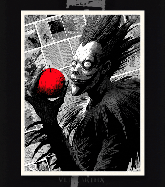 Death Note Ryuk Apple Poster – Dark Shinigami Anime Wall Art