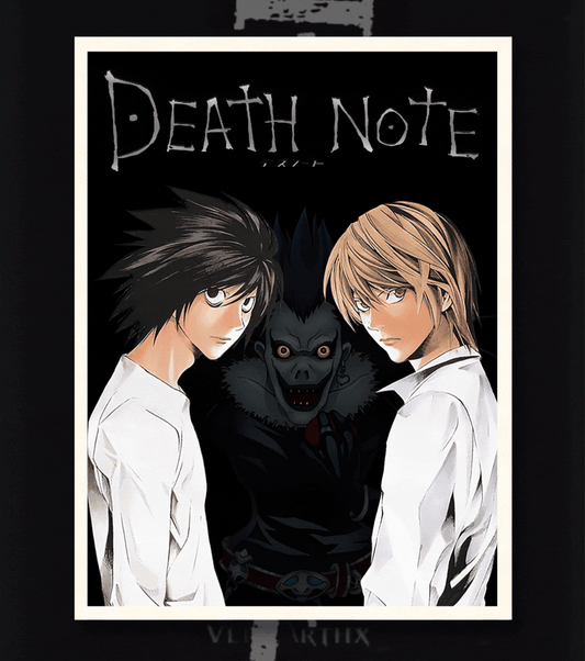 Death Note Poster – Light Yagami vs L with Ryuk | Iconic Anime Wall Art
