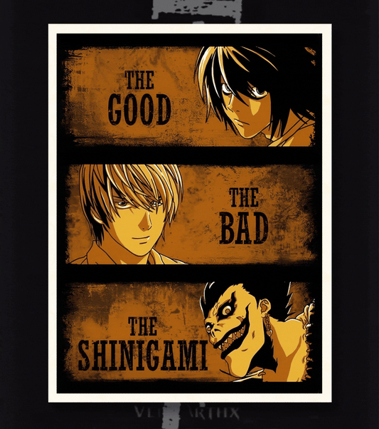 Death Note Poster – The Good, The Bad & The Shinigami Anime Wall Art
