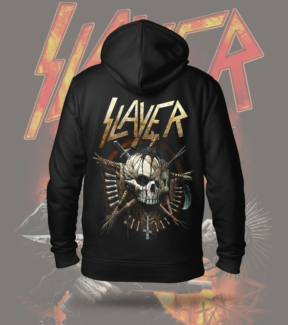 Slayer Skeleton Ritual Graphic Hoodie – 300 GSM Heavyweight Cotton – Black back print