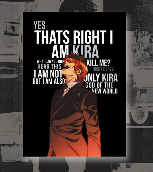 Death Note Kira Poster – “I Am Kira” Light Yagami Anime Wall Art