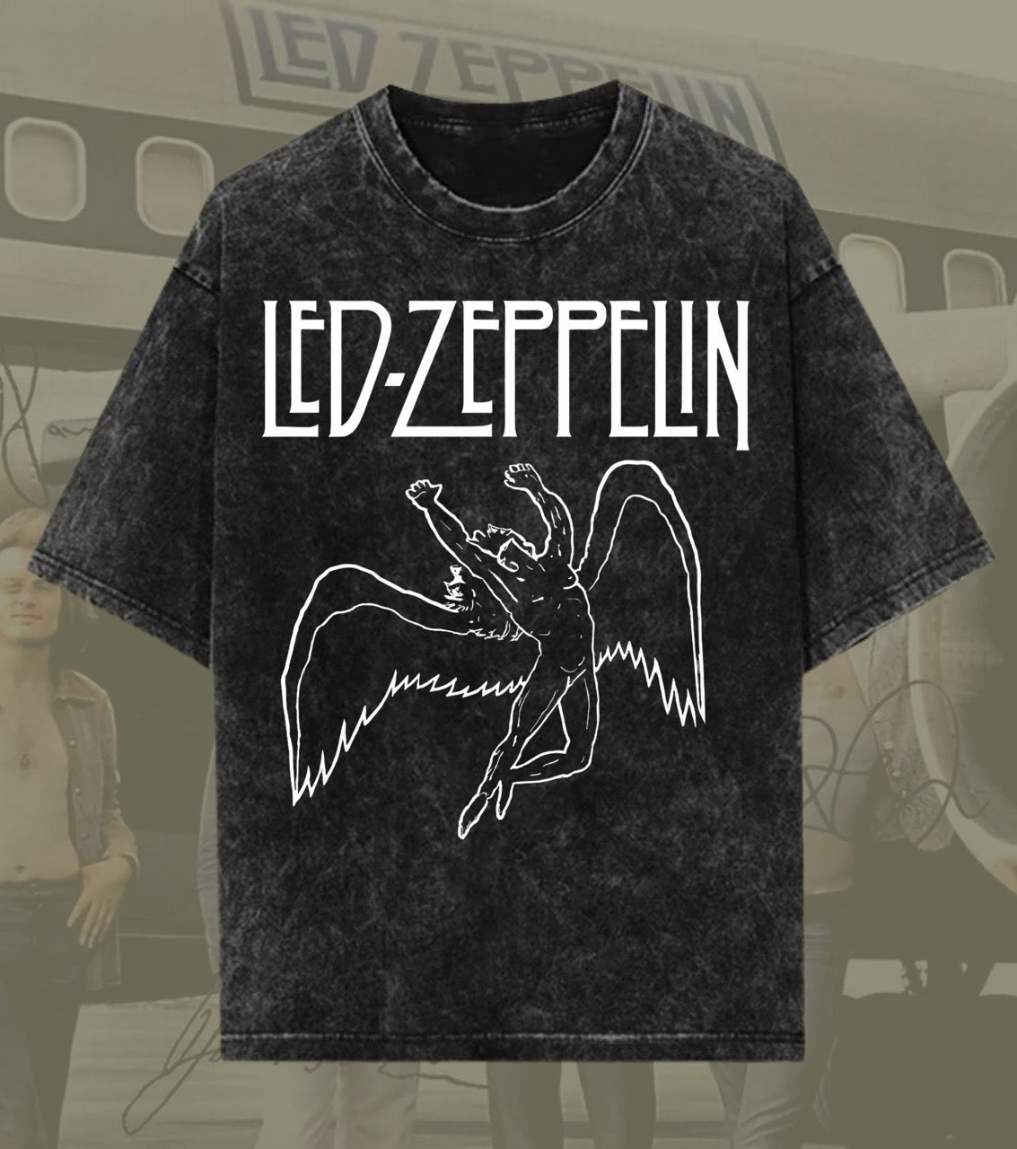 Led Zeppelin Classic Wings Acid Wash Tee