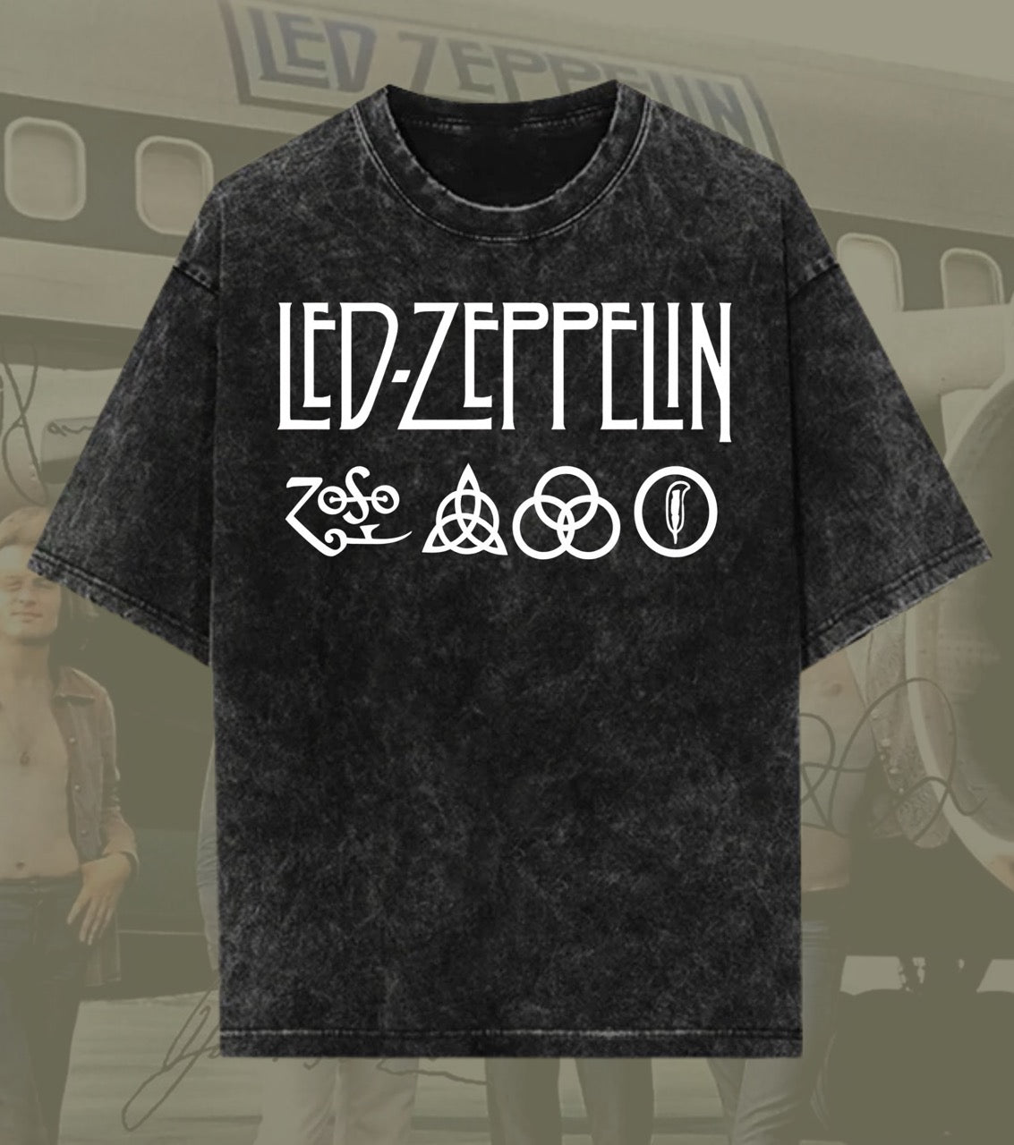 Led Zeppelin Symbols Acid Wash Tee