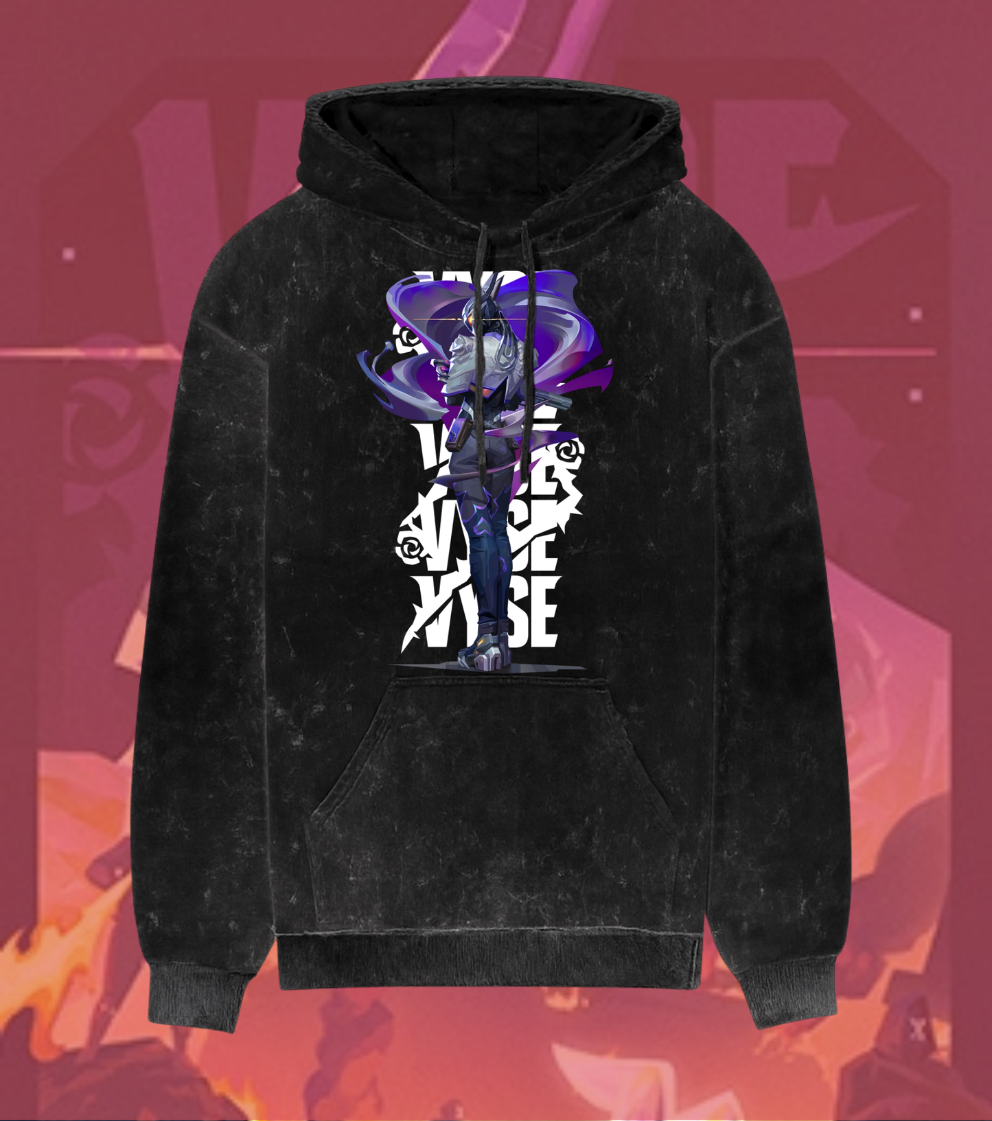 Vyse | Valorant – Shadow Serpent Acid Wash Hoodie