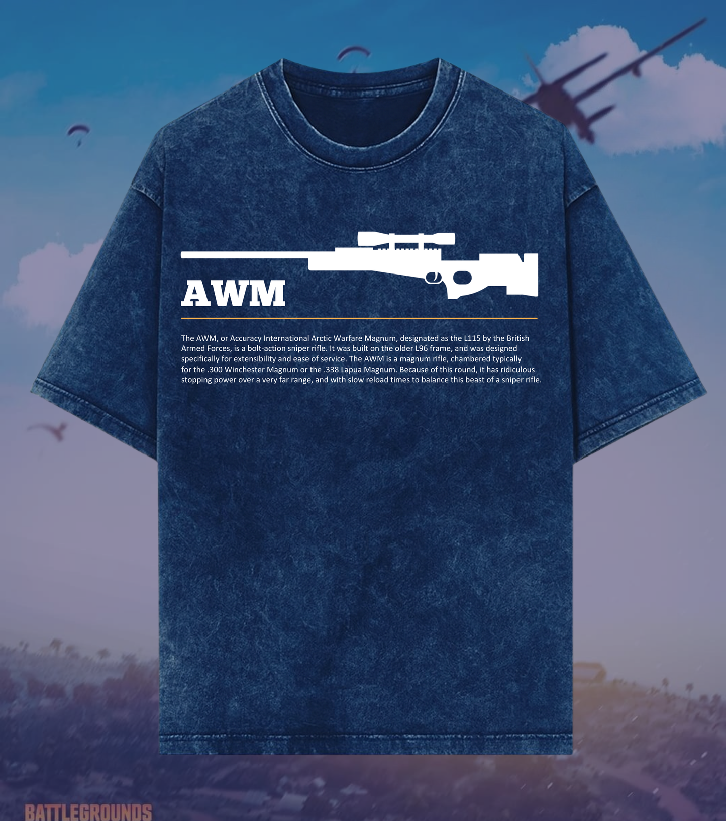 BGMI AWM Sniper Graphic Acid Wash Oversized T-Shirt | Premium 240 GSM Heavyweight Tee