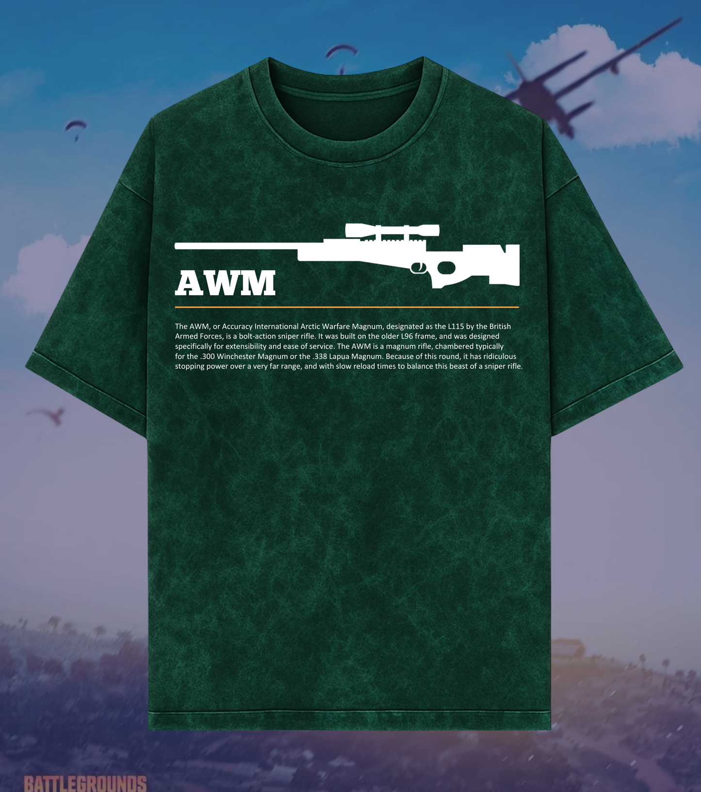 BGMI AWM Sniper Graphic Acid Wash Oversized T-Shirt | Premium 240 GSM Heavyweight Tee
