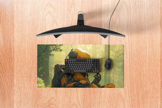 Robot with Flower Mousepad
