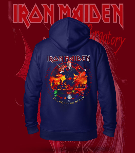 Iron Maiden Nights of the Dead Hoodie – 300 GSM Heavyweight Cotton – Navy back print
