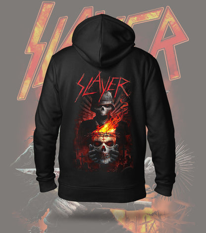 Slayer Skullfire Graphic Hoodie – 300 GSM Heavyweight Cotton – Black back print