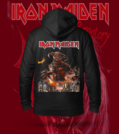 Iron Maiden Hellfire Demon Eddie Hoodie – 300 GSM Heavyweight Cotton – Black back print