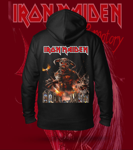 Iron Maiden Hellfire Demon Eddie Hoodie – 300 GSM Heavyweight Cotton – Black back print
