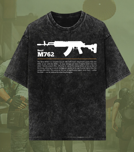 Beryl M762 Heavy Spray Oversized Tee – 240 GSM Acid Wash