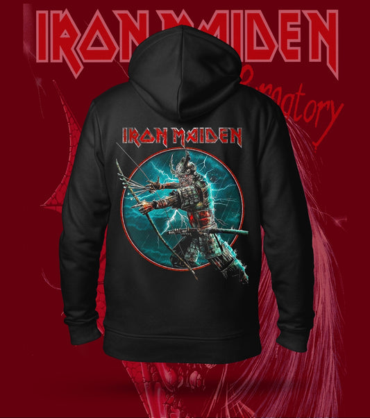 Iron Maiden Samurai Eddie Circle Hoodie – 300 GSM Heavyweight Cotton – Black back print