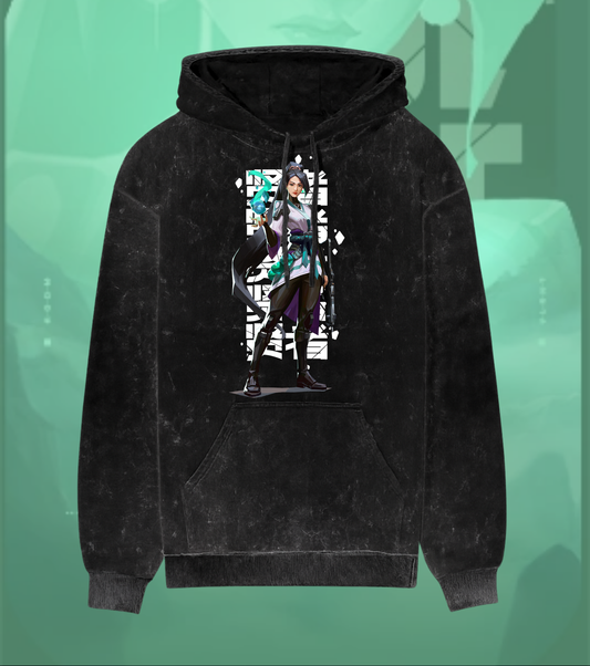 Sage | Valorant – Guardian Spirit Acid Wash Hoodie